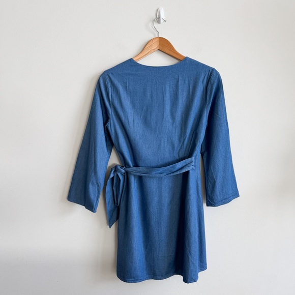 LOVERS + FRIENDS • Crush Wrap Mini Dress in Blue - Picture 8 of 10